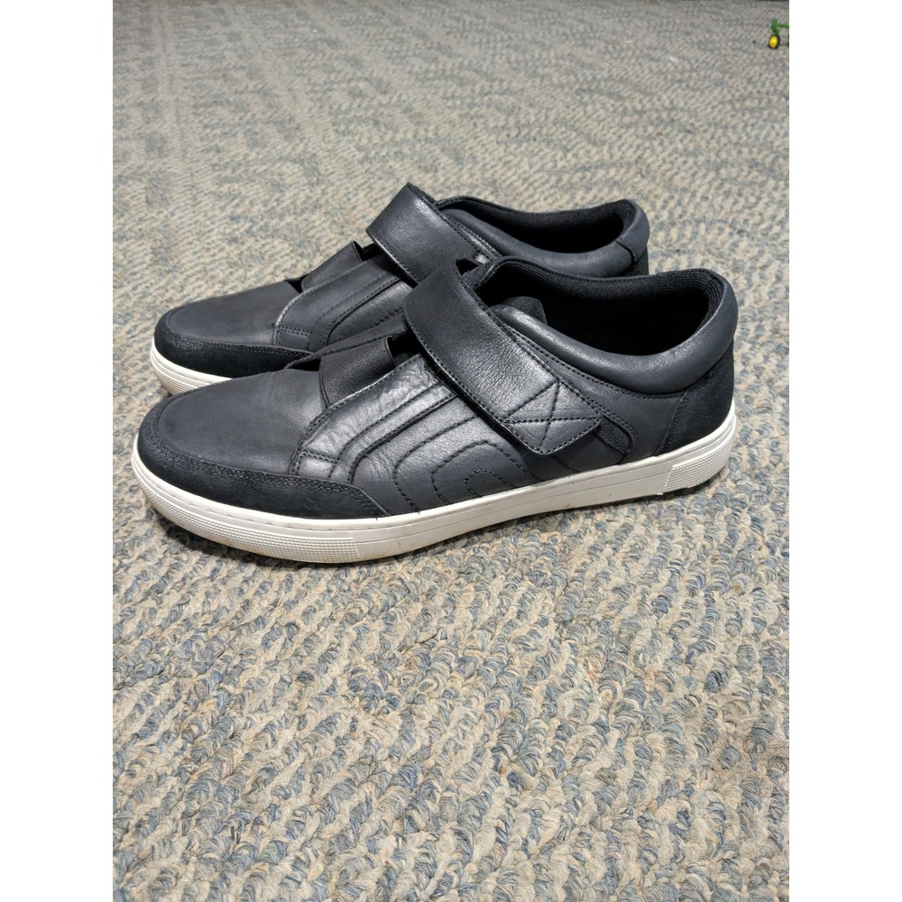 Propet Mens Lucas Leather Hook and Loop Sneakers Black MCA043L Size 12 M